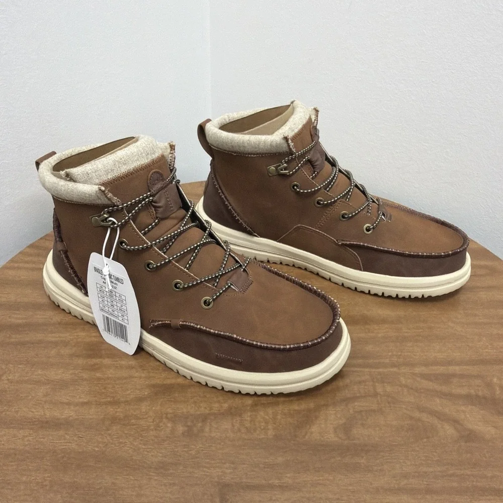 Hey Dude Men's Bradley Classic Tumbled Cognac Brown Size 10 lightweight wool